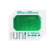 Унісекс-стимулятор Tenga UNI Emerald, зелений, з геометричним рельєфом, лубрикант у комплекті