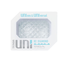 Унісекс-стимулятор Tenga UNI Diamond, білий, із зубчастим рельєфом, лубрикант у комплекті