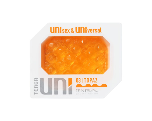 Унісекс-стимулятор Tenga UNI Topaz, помаранчевий, рельєф у вигляді горбків, лубрикант у комплекті
