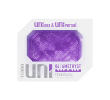 Унісекс-стимулятор Tenga UNI Amethyst, фіолетовий, візерунок у вигляді рельєфних квадратів, лубрикант у комплекті