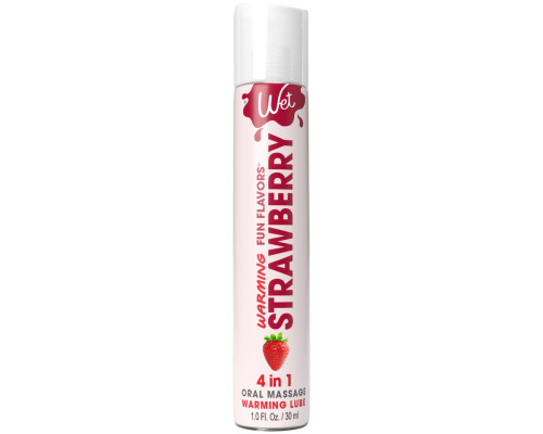 Зігрівальний лубрикант на водній основі Wet Warming Strawberry 4 in 1, без цукру (30 мл)