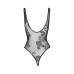 Боді Noir Handmade F242 Tulle body with patterned flock embroidery, L
