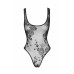 Боді Noir Handmade F242 Tulle body with patterned flock embroidery, L