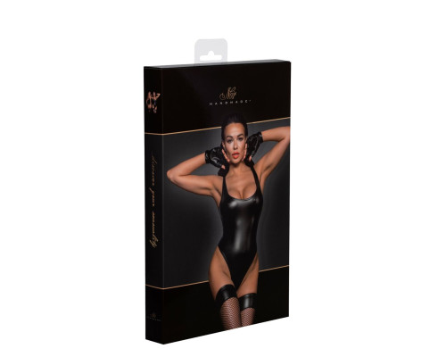 Боді з мокрим ефектом Noir Handmade F244 Powerwetlook body with high cut bottom hem, M
