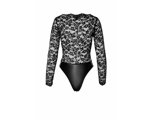 Боді Noir Handmade F296 Psyche, S, мереживо, довгий рукав, низ під латекс, з доступом