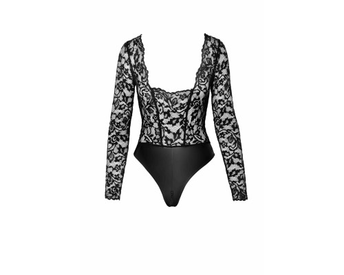 Боді Noir Handmade F296 Psyche, L, мереживо, довгий рукав, низ під латекс, з доступом