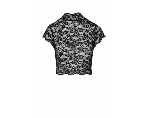 Топ Noir Handmade F303 Essence, S, black, мереживний, короткий рукав, комір-стійка