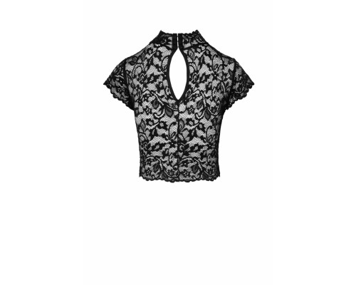 Топ Noir Handmade F303 Essence, S, black, мереживний, короткий рукав, комір-стійка