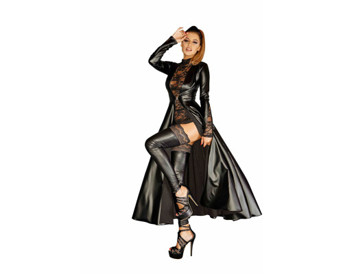Сукня-плащ з мокрим ефектом Noir Handmade F128C Powerwetlook gown coat, XL