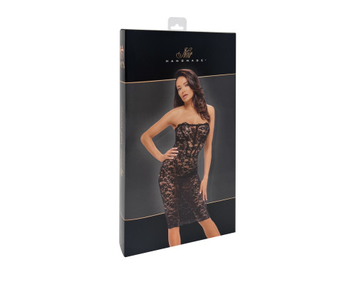 Сукня Noir Handmade F301 Catalyst, XXL, black, міді, мереживо, відкриті плечі, шнурівка на спині