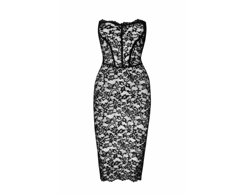 Сукня Noir Handmade F301 Catalyst, 3XL, black, міді, мереживо, відкриті плечі, шнурівка на спині