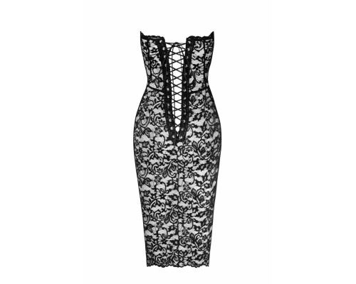 Сукня Noir Handmade F301 Catalyst, 3XL, black, міді, мереживо, відкриті плечі, шнурівка на спині