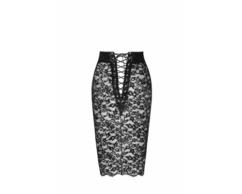 Спідниця Noir Handmade F302 Ambivalence, S, black, мереживо, довжина за коліна, шнурівка ззаду