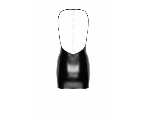 Сукня Noir Handmade F307 Mirage, S, black, міні, під латекс, відкрита спина, декор зі стразів