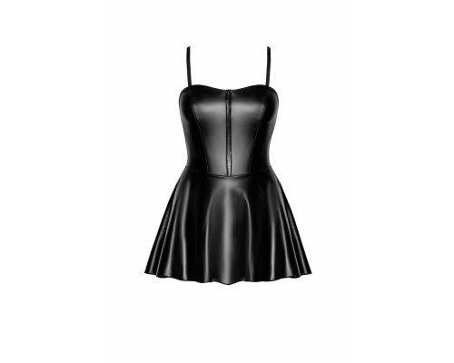 Сукня Noir Handmade F308 Dreamer, XXL, міні, під латекс, відкриті плечі, спідниця кльош, блискавка спереду