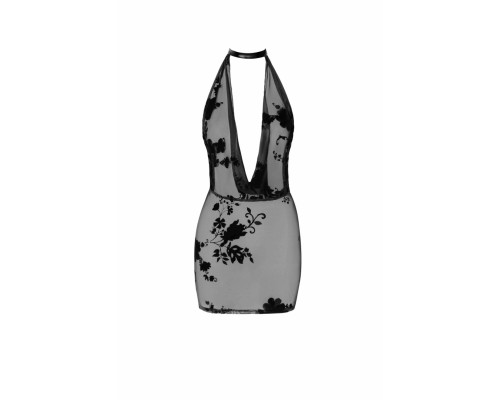 Сукня Noir Handmade F313 Mythos, M, black, прозора, міні, відкрита спина, декор зі стразів