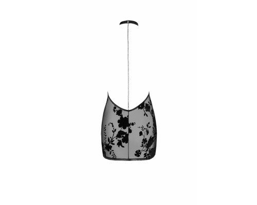 Сукня Noir Handmade F313 Mythos, M, black, прозора, міні, відкрита спина, декор зі стразів