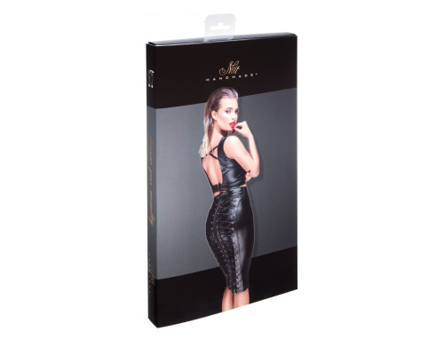 Спідниця-олівець зі шнурівкою Noir Handmade F152 Powerwetlook pencil skirt, S, з мокрим ефектом