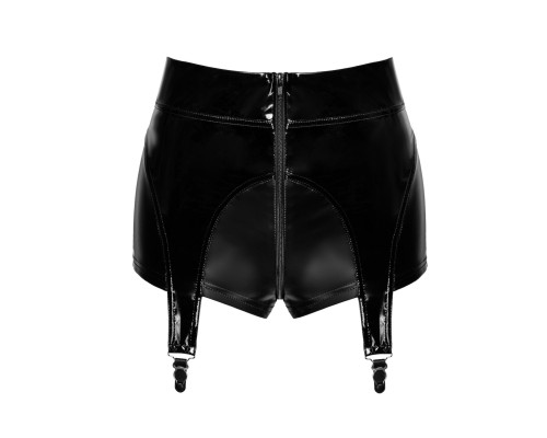 Шортики Noir Handmade F325 Glam, 3XL, black, вініл, висока талія, кріплення для панчіх, з доступом