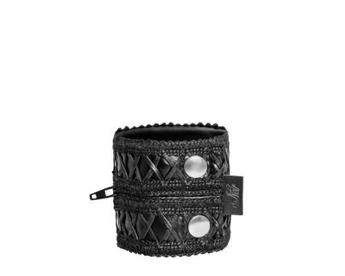 Жіночий гаманець-браслет Noir Handmade F326, black, під шкіру, рельєфний візерунок, кишеня на блискавці