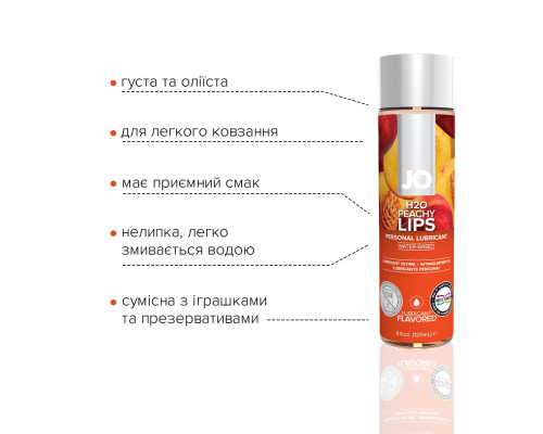 Распродажа!!! Смазка на водной основе System JO H2O — Peachy Lips (120 мл) (срок до 01.03.2025)