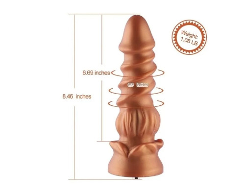 Фалоімітатор для секс-машин Hismith Spiral Grain Silicone Dildo Monster Series, спіральний рельєф