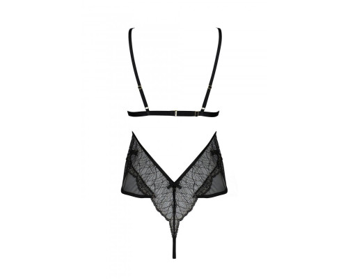 Боді Passion AMBERLY BODY black, L/XL, відкрита спина, низ стрінги
