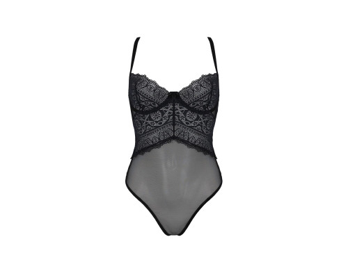 Боді Passion KERRIA BODY black, L/XL, з високими вирізами та верхом балконет
