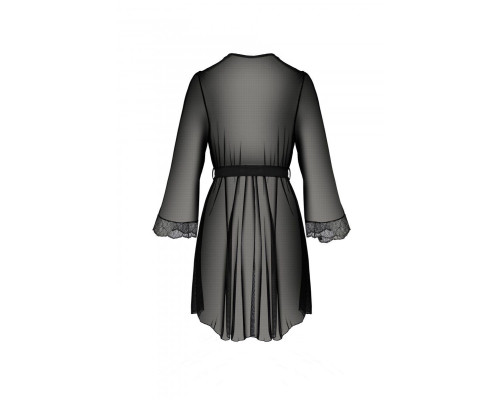 Пеньюар Passion AMBERLY PEIGNOIR black, S/M, пояс у комплекті