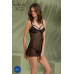 Пеньюар Passion DROSERA CHEMISE black, L/XL, мереживний ліф зі стрепами, трусики в комплекті
