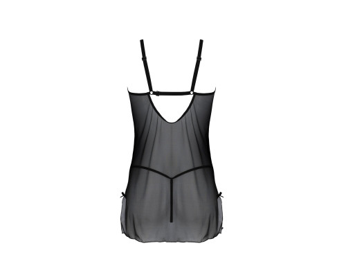 Пеньюар Passion DROSERA CHEMISE black, S/M, мереживний ліф зі стрепами, трусики в комплекті