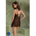 Пеньюар Passion DROSERA CHEMISE black, XXL/XXXL, мереживний ліф зі стрепами, трусики в комплекті