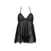 Пеньюар Passion KERRIA CHEMISE black, S/M, мереживний верх, трусики в комплекті