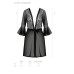 Пеньюар Passion LEAFA PEIGNOIR black S/M, довжина трохи вище коліна, широкі рукави, зав'язується на пояс