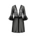 Пеньюар Passion LEAFA PEIGNOIR black, XXL/XXXL, довжина трохи вище коліна, широкі рукави, зав'язується на пояс