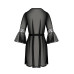 Пеньюар Passion LEAFA PEIGNOIR black, XXL/XXXL, довжина трохи вище коліна, широкі рукави, зав'язується на пояс