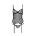 Корсет Passion LEAFA CORSET black L/XL, м'які чашки, затискачі для панчіх, стрінги в комплекті