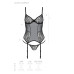 Корсет Passion LEAFA CORSET black L/XL, м'які чашки, затискачі для панчіх, стрінги в комплекті