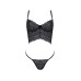 Комплект Passion KERRIA SET black, L/XL, сітка+мереживо, бюстьє та стрінги