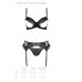 Комплект Passion KERRIA SET WITH OPEN BRA black, L/XL, бюстгальтер з відкритою чашкою, стрінги, пояс для панчіх