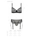 Комплект Passion LEAFA SET black, XXL/XXXL, мереживо+сітка, бюстгальтер на кісточках, стрінги, пояс для панчіх