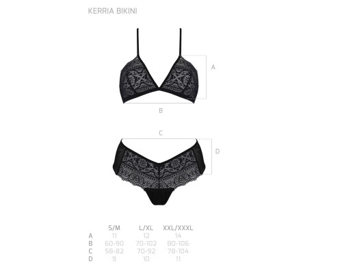 Комплект Passion KERRIA BIKINI black, XXL/XXXL, бралет і трусики-бікіні