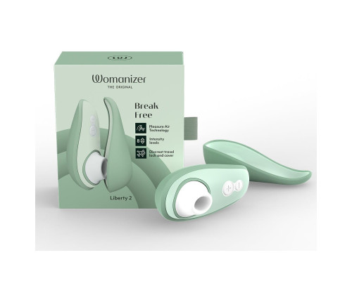 Вакуумний кліторальний стимулятор Womanizer Liberty 2 Sage, 8 режимів, магнітна кришечка