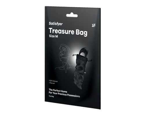 Мішок для секс-іграшок Satisfyer Treasure Bag M, чорний, на шнурку