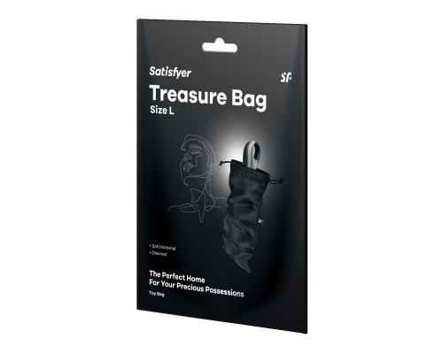 Мішечок для секс-іграшок Satisfyer Treasure Bag L, чорний, на шнурку