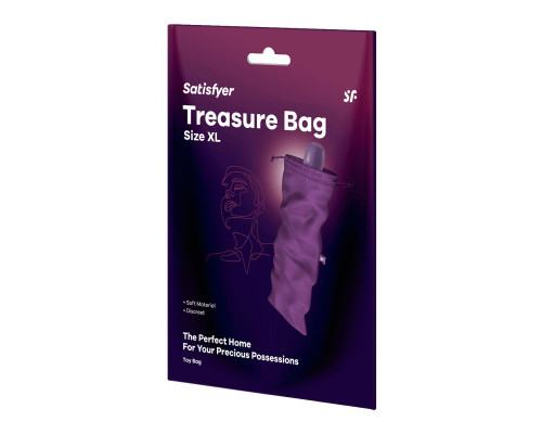 Мішечок для секс-іграшок Satisfyer Treasure Bag XL, фіолетовий, на шнурку