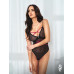 Боді Obsessive Novenes teddy, XS/S, прозоре, чашки на кісточках, декор у вигляді стрічок