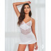 Пеньюар Obsessive Alissium chemise & thong, XS/S, мереживний ліф, стрінги в комплекті