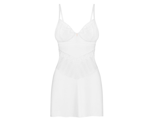 Пеньюар Obsessive Alissium chemise & thong, XL/2XL, мереживний ліф, стрінги в комплекті