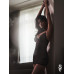Пеньюар Obsessive Novenes chemise & thong, XL/2XL, обтислий, прозорий, зі стрепами, стрінги в компле
